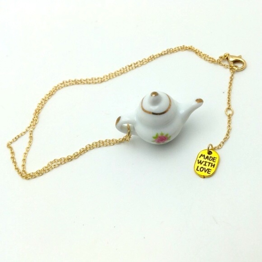 Bridgerton Ceramic Teapot Charm Necklace - Picture 4 of 13